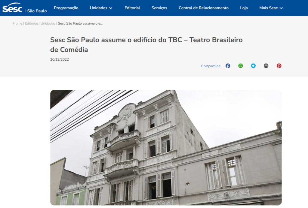 Sesc anunciou oficialmente que assumiu o TBC.