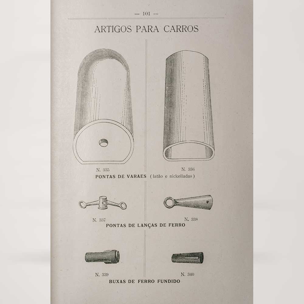 Página do catálogo de produtos da Casa da Boia de 1920 já trazia peças de reposição para os "carros".