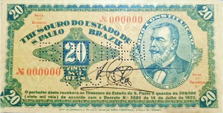 Cédula de 20 mil Réis "paulistas".
