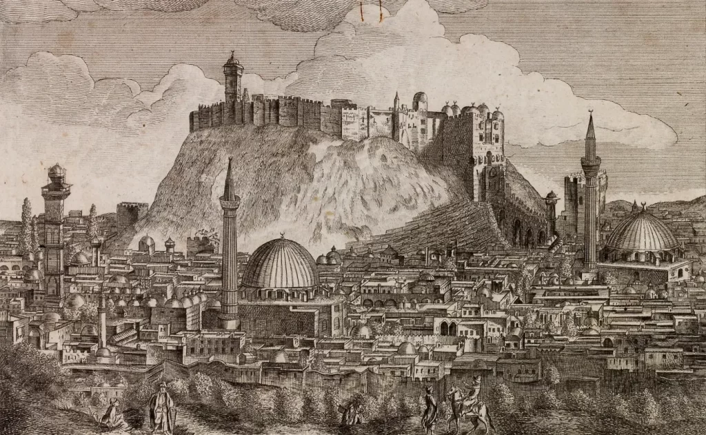 Embora sendo um dos mais importantes centros econômicos da Síria, Alepo vivia sob o domínio turco no final do Séc. XIX.