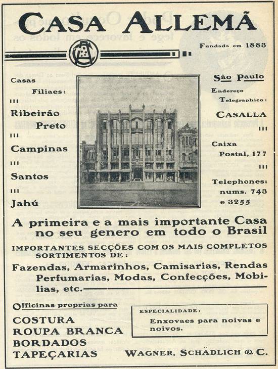 Propaganda da primeira loja de departamentos da cidade.