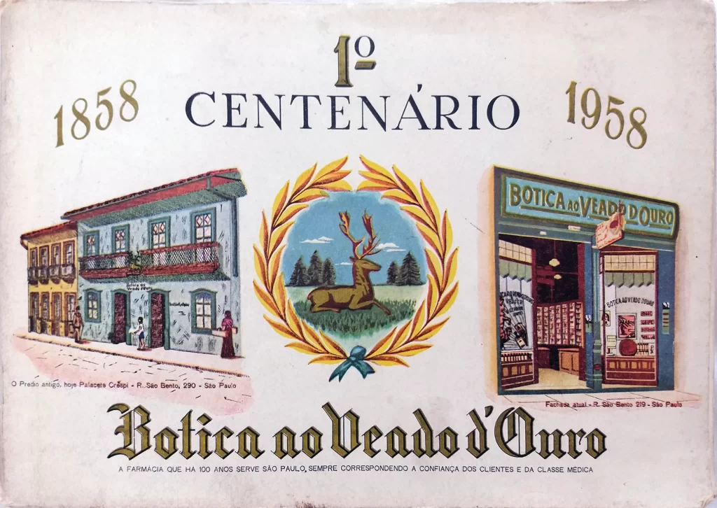 Capa do livro que comemora os 100 anos da Botica, publicado em 1958.