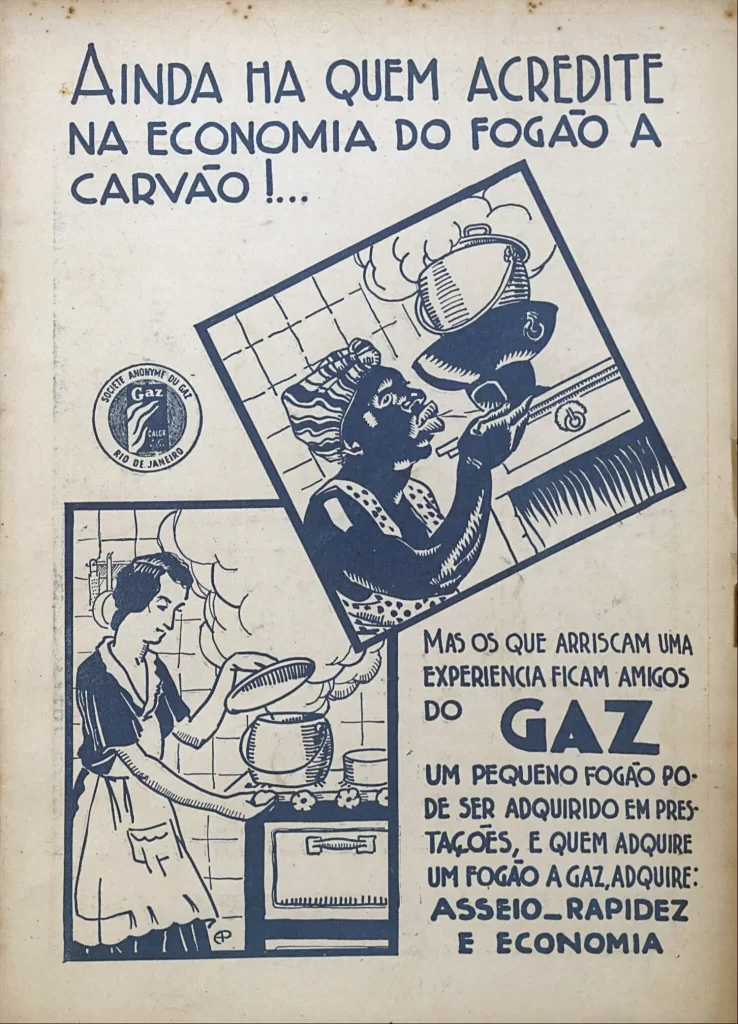 Na propaganda da Cia de Gás (do Rio de Janeiro) a modernidade do novo sistema é ressaltada.
